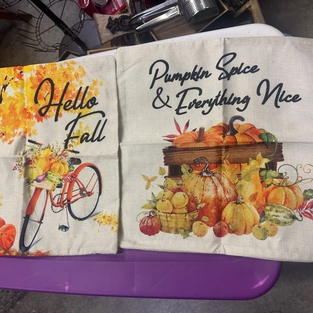 Autumn Bicycle and Harvest Pillow Covers